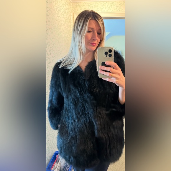 Theory Black Teddy Jacket Natural Blue Fox size M - Picture 12 of 12